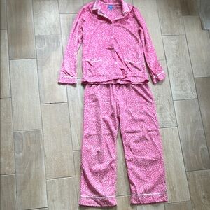 Vibrant Pink Pajama Set with Cozy Cowl Neck